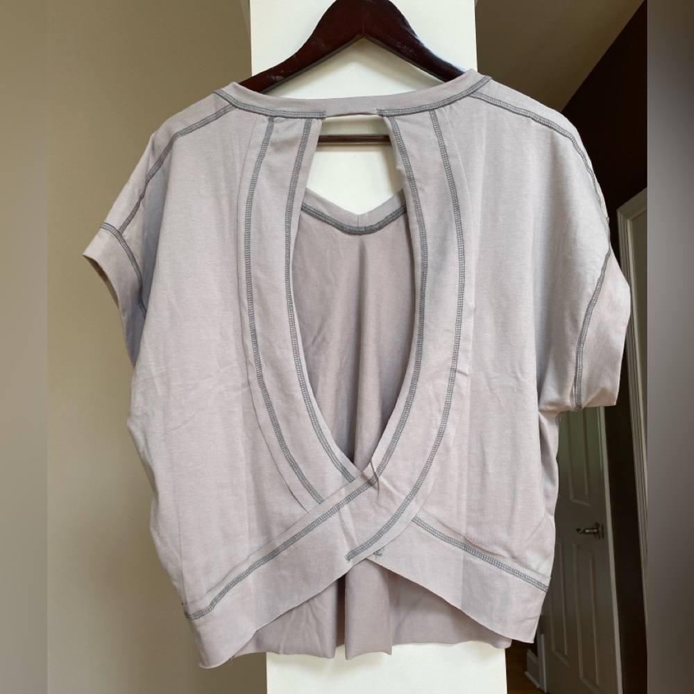 NEW Women's Backless Loose Tops Short Sleeve Workout Tops